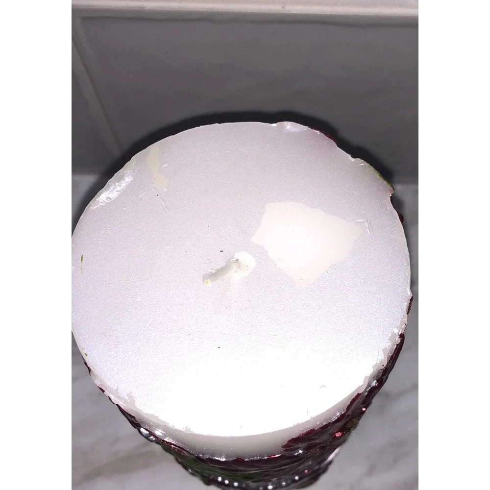Pillar Candle Christmas Poinsettias‎ Hand Painted 6